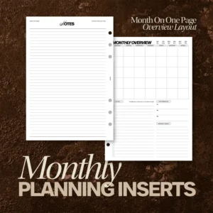Month On One Page Overview Layout Insert