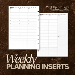 Undated Week on Two Pages Time Block Insert