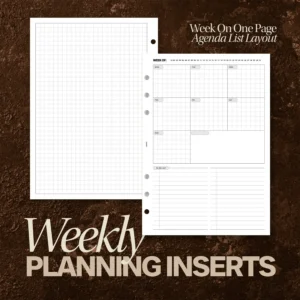 Undated Week on One Page Agenda List Insert